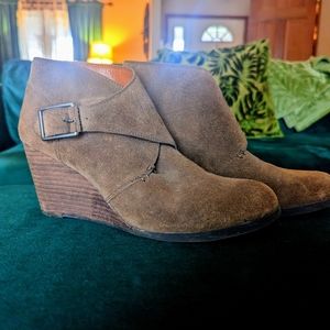 Lucky brand wedge booties women size 10